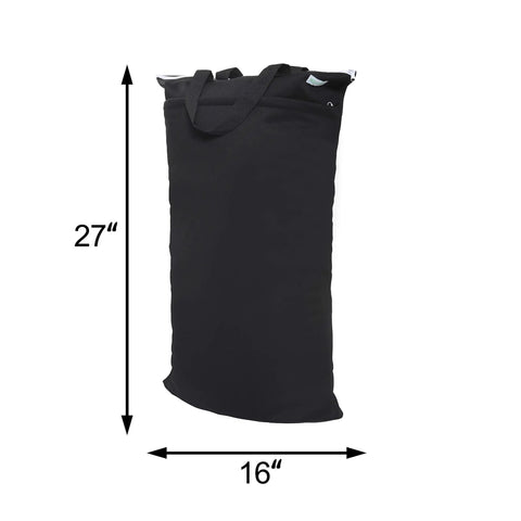 Huge Hanging Wet Dry Cloth Diaper Bag In Black For Diapers And Messes, Leak-Free PUL Fabric, Reusable 16x27 Inch Pail Bag Side View