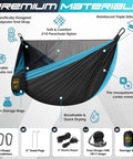 Dope Mosquito Net Camping Hammock Double Or Single Ultra Portable with straps depicting premium materials and features.