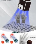 Screen IC Pad Green Oil UV Stencil Set For IPhone 11 To 16 Pro Max Solder Mask Repair Kit with stencils, UV light, and gloves