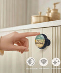 Hand touching Relax And Unwind Patio Sign Cabinet Knobs 4 Pack Acrylic Round Drawer Pulls For Dresser Cupboard And Doors You're On Patio Time Vibe Hardware