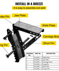 Assembly diagram for 18 Inch Hydraulic Excavator Thumb With Adjustable Length And Angle, Beefy Heavy Duty Steel Wood Grabber Attachment