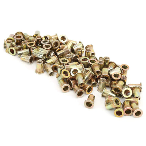 Badass Heavy Duty Zinc Coated Rivet Nut Kit Including One Hundred Assorted Sizes For Quick Automotive Repairs And Tough Metalworking Diy Hardware Projects, assorted rivet nuts.