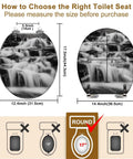 Toilet Seat Round Resin for Bathroom with waterfall design, measuring 14.4" x 17.5", fits standard round toilets.