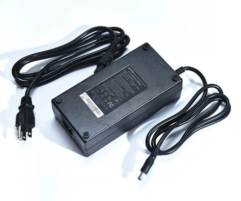 54.6V 2A Smart Charger For 48V Li Ion Ebike Battery With DC 2.1mm Jack, 120V AC power, black rectangular charger unit
