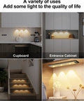 Led Under Cabinet Lights With Motion Sensor And USB Rechargeable Battery Easy Install Kitchen And Closet Lighting Kit in use