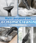 No Fuss Heavy Duty Steam Mop With Seventeen Attachments And Adjustable Two Sixty Degree Flow cleaning various surfaces with steam.