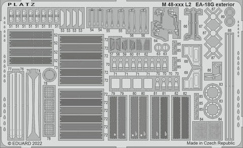 One To Forty Eight Scale EA-18G Growler Exterior Etched Parts For Plastic Model Kit, Precision Photo Etched Exterior Detail Set