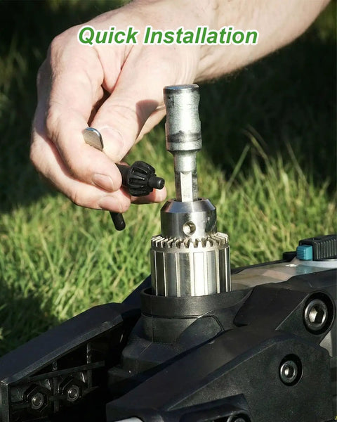 Drill Bit Adapter For DDG460 Cordless Earth Auger And Industrial Grade Pro Level Auger Bits Seven Sixteen Inch Hex Shank installation