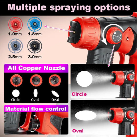 Heavy Duty HVLP Electric Paint Sprayer Cranks Out Dang Smooth Durable Coatings For Deck Repair Wall Touch Ups And Furniture Restoration With Zero Hassle Super Quick Setup showing multiple spray nozzle options.