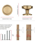 10 Pack Modern Round Cabinet Knobs In Champagne Bronze, Single Hole Hardware Pulls, size and installation guide included