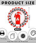 Glow In The Dark Fire Extinguisher Sign Labels 4 Pack 2.76 Inch Self Adhesive Waterproof Stickers showing product size and features.