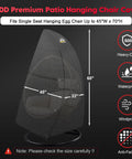 Outdoor Egg Chair Cover For Single Seat Hanging Egg Chair Waterproof 600D Heavy Duty Patio Wicker Swing Chair Cover Fits Up To 45 By 33 By 68 Inches Stay Dry All Weather Protection, side view with measurement guide.