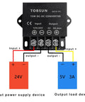 Input Range 12V To 24V To 5V 3A 15W DC Power Converter For Cars And Electronics with wiring diagram visible