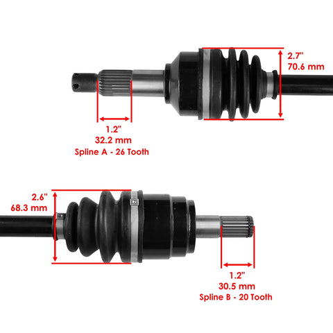 Honda Rancher 420 Front Left And Right Beefy Axle Set For Trx420Fm1 And Trx420Fm2 2014 2015 2016 4x4 Auto DCT ES EPS Heavy Duty Replacement Shafts Durable, measured CV axle splines