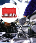 10 Piece E Star Socket Wrench Set Shop Grade Alloy Steel Mechanic Tools in use under car hood with portable carry box visible.