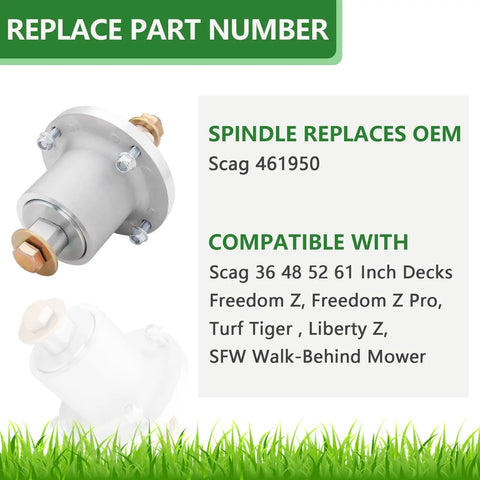 Spindle Assembly 461950 Replacement For Scag Freedom Z Pro Turf Tiger And SFZ Decks Fits 36-Inch, 48-Inch, 52-Inch, And 61-Inch Zero Turn Mowers