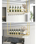 Hanging Wine Glass Rack Ceiling Suspension Holder For Kitchen Bar And Garage Storage Overhead Bottle And Glass Organizer