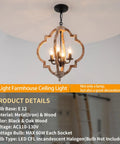 Dope Four Light Farmhouse Wood Chandelier With Rustic Orb Pendant Lighting Fixture And Adjustable Chain hanging in room