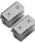 Heavy Duty Stainless Steel Glass Door Hinges 2 Pack For Cabinets And Display Cases Adjustable Whisper Quiet Operation Ideal For Kitchen Cabinets Showcases And Wine Display Sosoport in silver finish, front view.