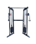 Top Shelf Dual Stack Cable Crossover Machine For Home And Commercial Gyms featuring dual weight posts and cable attachments.