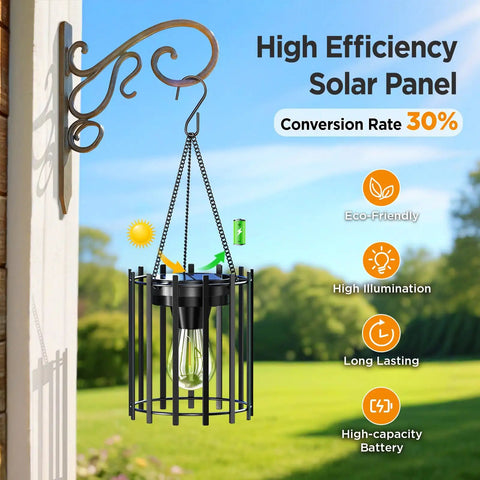 Bright Solar Lanterns Outdoor Waterproof Hangable Lights With Auto On Off Upgraded Lit Warm LED