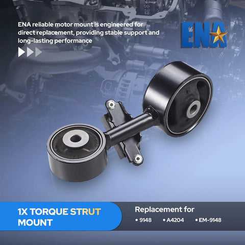 Toyota Front Engine Torque Strut Mount Drop In Ready For Camry 2002 2003 2004 2005 2006 And Solara 2004 2005 2006 2007 2008 2.4L Automatic Transmission Replacement A4204 Front Motor Mount shown on blue background.