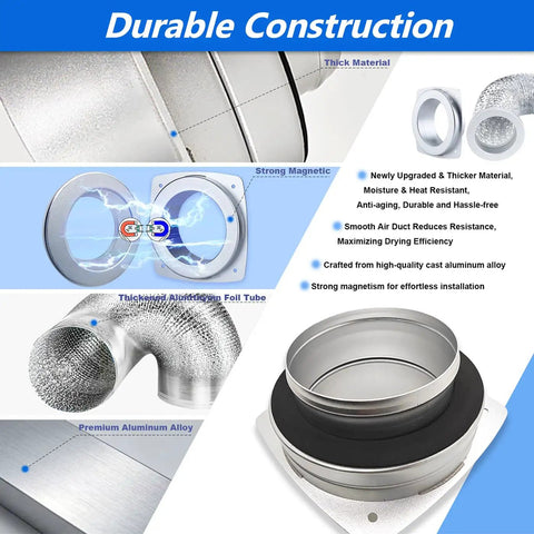 4 Inch Magnetic Dryer Vent Connector Kit With Self Aligning Magnetic Connection And No Tools Needed Quick Install features