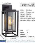 14 Inch Double Cage Outdoor Wall Lights 2 Pack Exterior Porch Lantern Sconces in satin black finish with clear tempered glass.