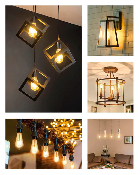 Smart Edison Bulbs WiFi LED E26 Dimmable ST64 Vintage Filament Light Bulb 45W Equivalent 2200K Soft White in various fixtures