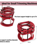 Stainless Steel Router Lift And Table Insert Plate Featuring Rock Solid Four Jaw Clamping Plus Quick Spin Crank Handle For Dead Center Height Adjustments And Heavy Duty Woodworking Projects, red base support up to 51mm height for small trimming machines.