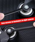 Mini SAE Ten Piece Wrench Set With Open End And Box End Wrenches tightening fastener in tight space