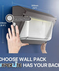 Hands installing Go-To 120W LED Wall Pack Light With Dusk To Dawn Photocell Glass Lens Glare Free Security Flood Outdoor Fixture