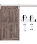 8 Feet Brushed Nickel Barn Door Hardware Kit For 42 To 48 Inch Wide Panels Heavy Duty Sliding Track with J Shape Hangers