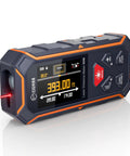 Dual Laser Measuring Tool With Bidirectional And Unidirectional Modes, Measures Up To 393 Feet With Precision, Built For Quick Home Improvement And DIY Projects, Easy One Hand Use, handheld laser distance meter showing 393 ft