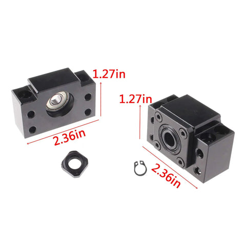 Pro Grade Ball Screw Kit SFU1605 400mm with end supports and nut housing for CNC machines, shown in black metal