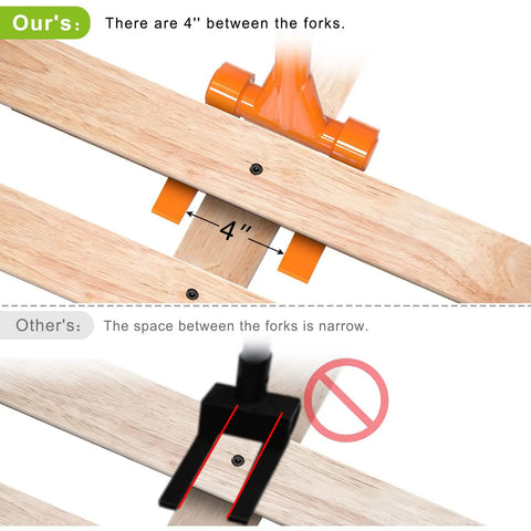 Comparison of Heavy Duty Pallet Breaker With 48 Inch All Steel Handle Built Tough Fully Welded Pallet Buster spacing.