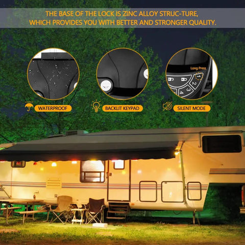 Keyless RV Door Lock With Backlit Keypad And 2 Remote Fobs For Travel Trailers And Campers Built Tough With Weatherproof Zinc Alloy Construction