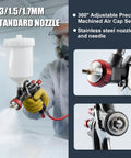 Technician using R500 LVLP Paint Gun With 1.3mm 1.5mm And 1.7mm Nozzles Air Regulator Teflon Coated Finish Pro Grade Sprayer