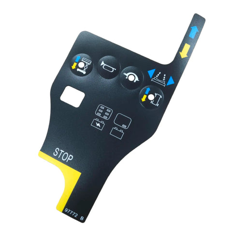 Top Shelf Control Box Overlay Decal For A Hassle Free Swap And Crisp Interface Markings Compatible With Rugged Commercial Vertical Mast And Electric Scissor Lift Fleets
