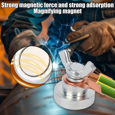 Two Pack Welding Magnetic Grounding Clamps for Secure Metal Work with strong magnetic force in use