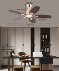 ALSKXaxna Ceiling Fan with Lights and Timer 5 Blades Modern Chandelier 45W in contemporary office setting with dimensions