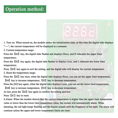 Operation method for Beginner Friendly Soldering Practice Kit With DS18B20 Temperature Sensor Module For DIY Electronics Projects 0-99 C (32-210 F) Hands-On Training Gear For Makers And Students displayed on screen.