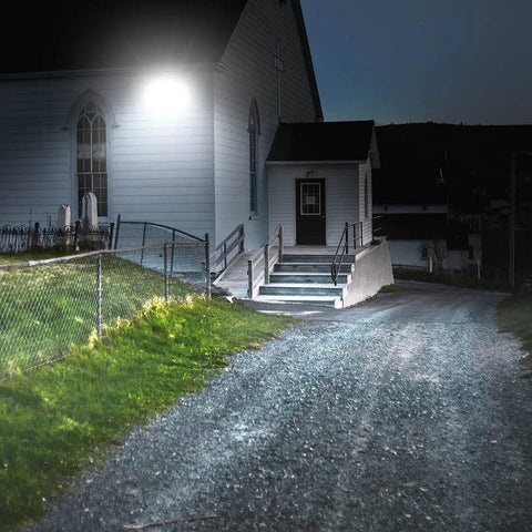 LED Wall Pack With Dusk to Dawn Photocell, 60W 7,800 Lumens, IP65 Waterproof lighting up church entrance at night