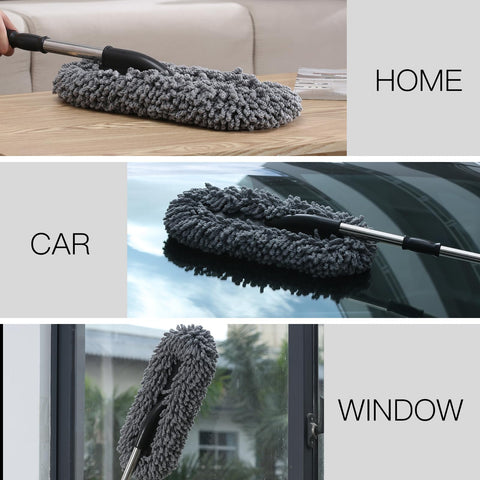Three Pack Large Microfiber Car Duster With Extendable Handle For Scratch Free Exterior And Multipurpose Interior Dust Cleaning