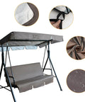 Outdoor Patio Swing Canopy Replacement Cover For 3 Seater Swing Chair And Hanging Glider Waterproof All Weather Shield In Coffee Color Easy Clean Durable 210D Oxford Cloth