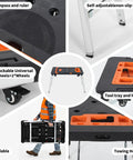 7-in-1 Folding Workbench With Wheels Portable Workshop Station Converts To Sawhorse Low Work Table Dolly And Hand Truck, features highlighted