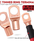 SC tinned copper ring terminals for 4 Gauge Copper Clad Aluminum Automotive Wire Kit 50 Feet Total