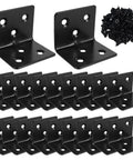 20 Piece Heavy Duty Stainless Steel Corner Braces Six Hole L Shape Metal Brackets For Wood Shelves Cabinet Furniture Shelf Framing Reinforcement Right Angle Joint Hardware Built Tough To Keep Things Rock Solid with black screws.