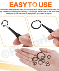 Beefy 266-Piece External Snap Rings Set Black Alloy Steel With Tweezers shown handling C-clips and circlips close-up