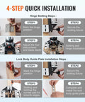 4-step quick installation guide for DIY Ready Door Hinge Jig For Woodworking Aluminum Alloy Hole Opener And Slotting Locator